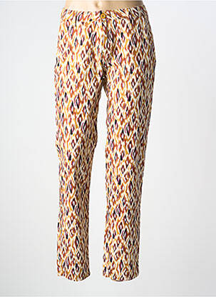 Pantalon droit fermeture zippée sous rabat boutonné marron LE TEMPS DES CERISES femme