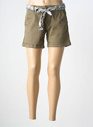 Short fermeture zippée sous rabat boutonné vert LE TEMPS DES CERISES femme