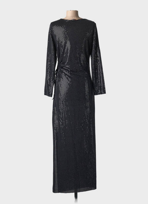 Robe longue manches longues manches longues noir ESPERANCE femme