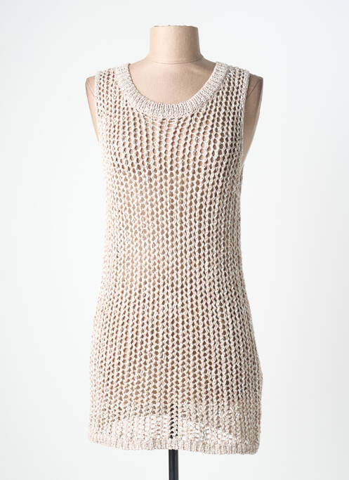 Top coupe cintrée sans manche beige SOYACONCEPT femme