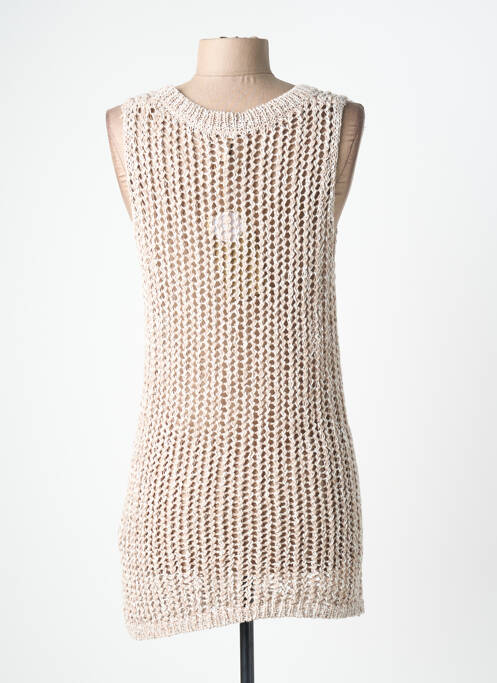 Top coupe cintrée sans manche beige SOYACONCEPT femme