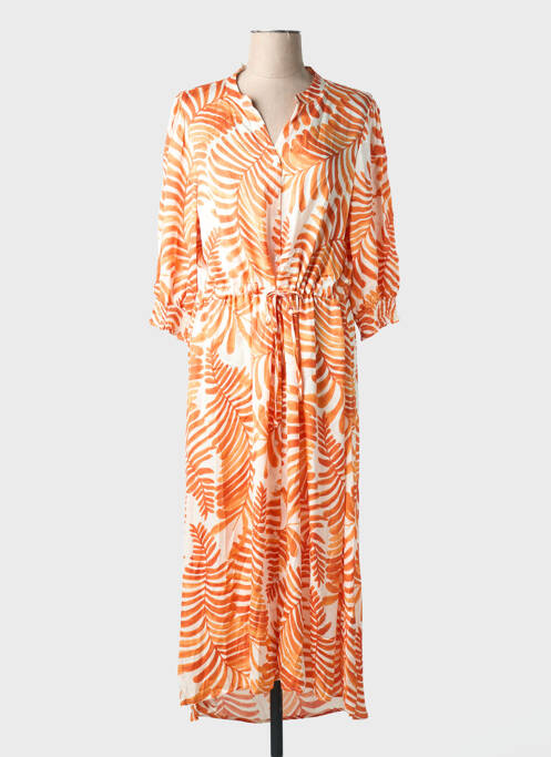 Robe longue imprimé fantaisie manches 3/4 orange SOYACONCEPT femme