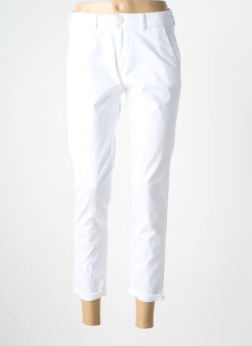 Pantalon 7/8 fermeture zippée sous rabat boutonné blanc LE TEMPS DES CERISES femme