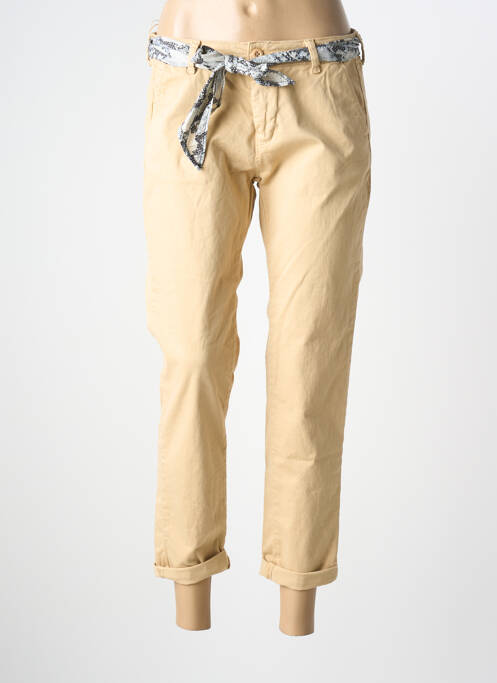 Pantalon 7/8 fermeture zippée sous rabat boutonné beige LE TEMPS DES CERISES femme