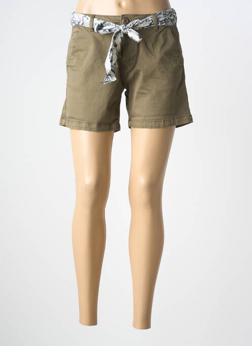 Short fermeture zippée sous rabat boutonné vert LE TEMPS DES CERISES femme