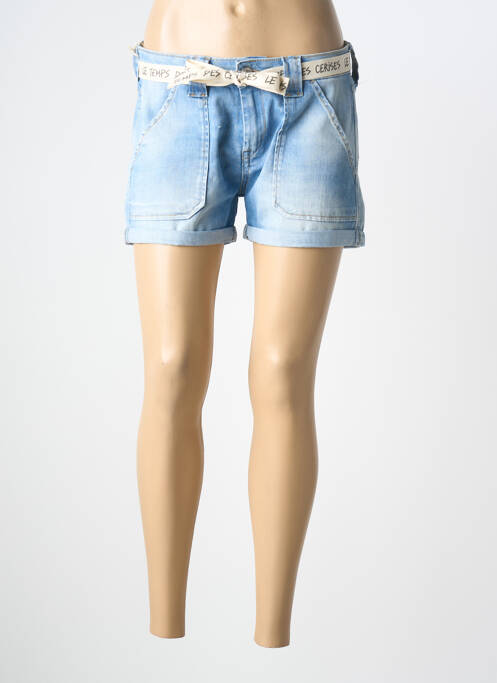 Short tissage denim bleu LE TEMPS DES CERISES femme