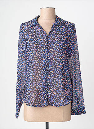 Chemisier imprimé fantaisie manches longues bleu LE TEMPS DES CERISES femme
