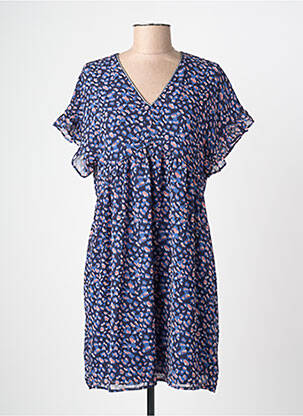 Robe courte manches courtes manches courtes bleu LE TEMPS DES CERISES femme