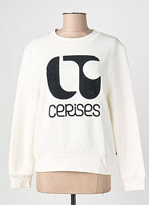 Sweat-shirt sérigraphie manches longues blanc LE TEMPS DES CERISES femme