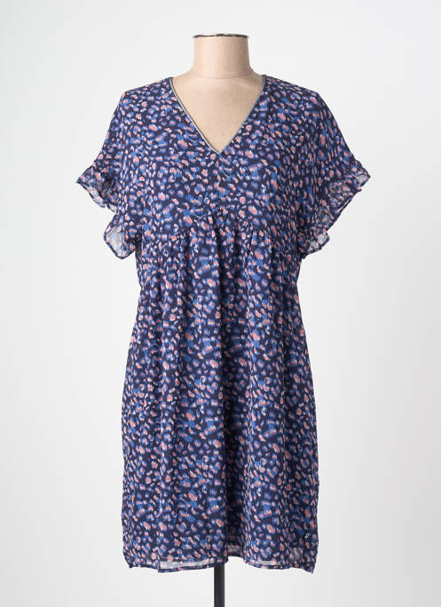 Robe courte manches courtes manches courtes bleu LE TEMPS DES CERISES femme