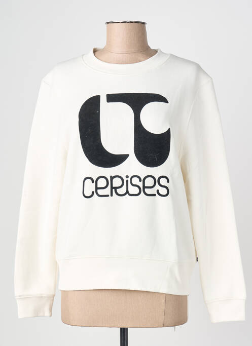 Sweat-shirt sérigraphie manches longues blanc LE TEMPS DES CERISES femme