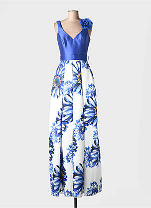 Robe longue manches dos nu sans manche bleu PROMULIAS femme