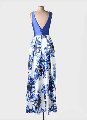 Robe longue manches dos nu sans manche bleu PROMULIAS femme