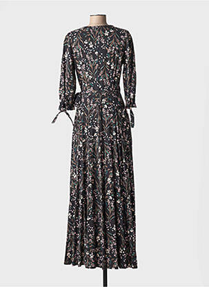 Robe longue imprimé fleurs manches 3/4 noir ISABEL GARCIA femme