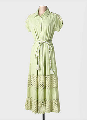Robe longue manches courtes manches courtes vert FUEGO WOMAN femme