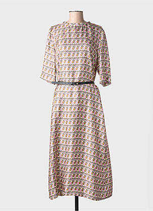 Robe longue imprimé fantaisie manches 3/4 violet MAX MARA femme