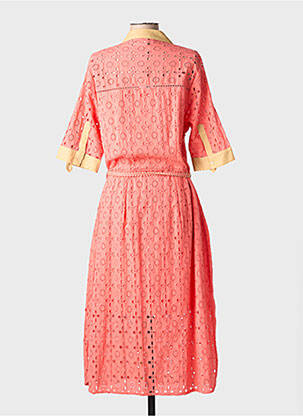 Robe longue tissage popeline manches courtes rose FUEGO WOMAN femme