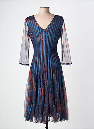 Robe courte manches 3/4 manches 3/4 bleu PROMULIAS femme