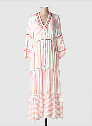 Robe longue coupe évasée manches 3/4 rose PHO FIRENZE femme