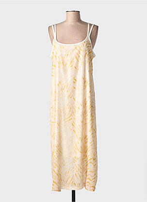 Robe mi-longue col rond fines bretelles beige BLEU BLANC ROUGE femme