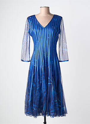 Robe mi-longue manches 3/4 manches 3/4 bleu PROMULIAS femme