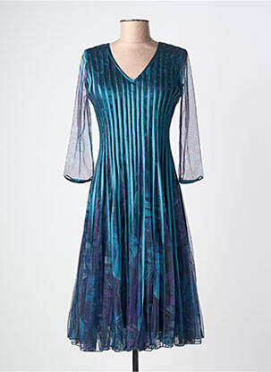 Robe mi-longue manches 3/4 manches 3/4 vert PROMULIAS femme