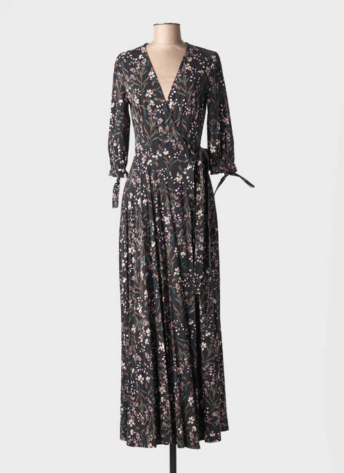 Robe longue imprimé fleurs manches 3/4 noir ISABEL GARCIA femme