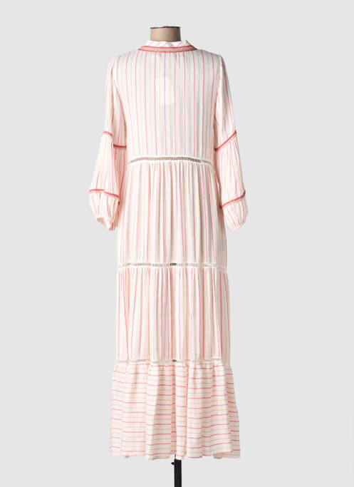 Robe longue coupe évasée manches 3/4 rose PHO FIRENZE femme