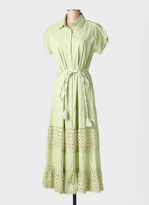 Robe longue manches courtes manches courtes vert FUEGO WOMAN femme