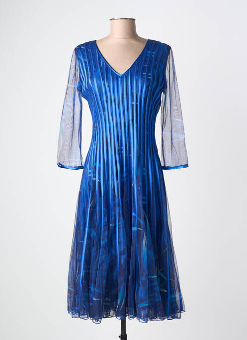 Robe mi-longue manches 3/4 manches 3/4 bleu PROMULIAS femme