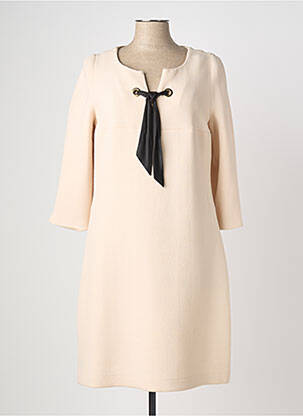 Robe mi-longue tissage crêpe manches longues rose WEILL femme