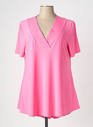 Top tissage jersey manches courtes rose JOSEPH RIBKOFF femme