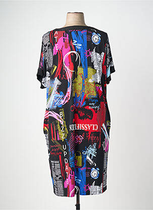 Robe mi-longue imprimé fantaisie manches courtes noir JOSEPH RIBKOFF femme