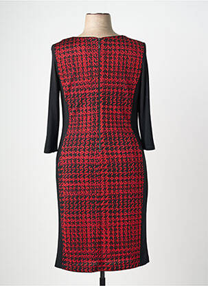 Robe mi-longue imprimé fantaisie manches longues rouge JOSEPH RIBKOFF femme