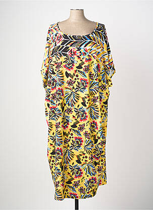 Robe longue imprimé fantaisie manches courtes jaune MARINA RINALDI femme
