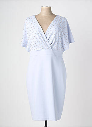 Robe mi-longue tissage crêpe manches courtes bleu JOSEPH RIBKOFF femme