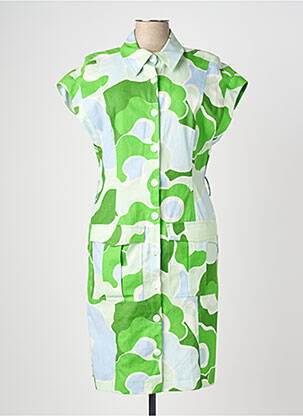 Robe mi-longue imprimé fantaisie manches courtes vert TARA JARMON femme