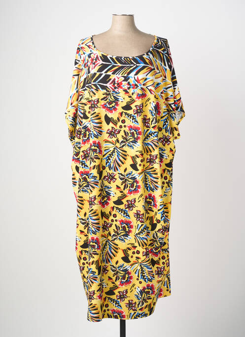Robe longue imprimé fantaisie manches courtes jaune MARINA RINALDI femme