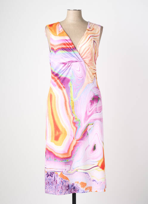 Robe longue imprimé fantaisie sans manche violet ETOILE DU MONDE femme