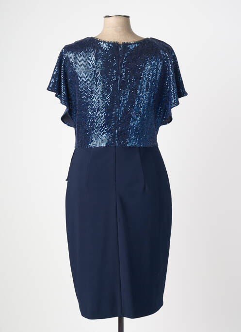 Robe mi-longue fermeture zippée au dos manches courtes bleu JOSEPH RIBKOFF femme