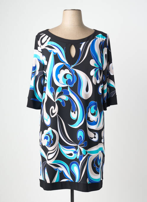 Robe mi-longue imprimé fantaisie manches longues bleu JOSEPH RIBKOFF femme