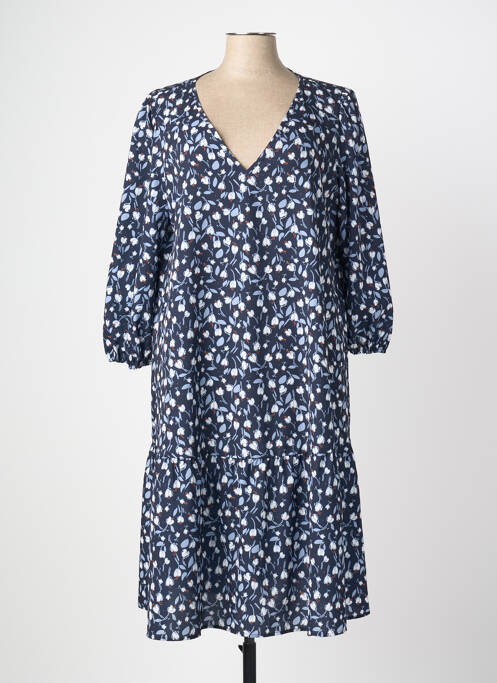Robe mi-longue imprimé fleurs manches longues bleu MARINA RINALDI femme