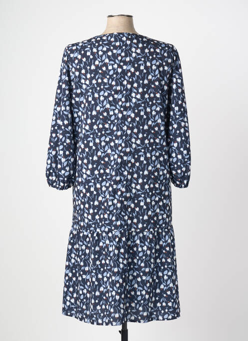Robe mi-longue imprimé fleurs manches longues bleu MARINA RINALDI femme