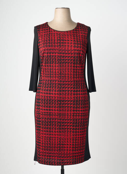 Robe mi-longue imprimé fantaisie manches longues rouge JOSEPH RIBKOFF femme