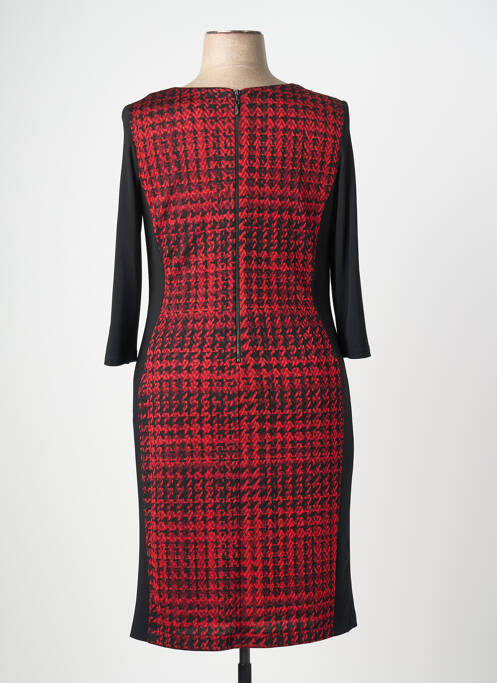 Robe mi-longue imprimé fantaisie manches longues rouge JOSEPH RIBKOFF femme