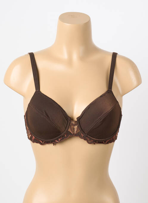 Soutien-gorge broderie haut soutien-gorge emboitant marron ALLUMETTE femme