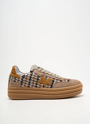 Baskets tissage satiné talon de 4 à 6cm marron MELINE femme
