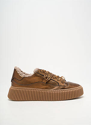 Baskets tissage satiné talon de 4 à 6cm marron MELINE femme