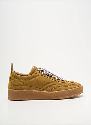 Baskets bout rond talon plat jusqu'à 3cm marron MELINE femme