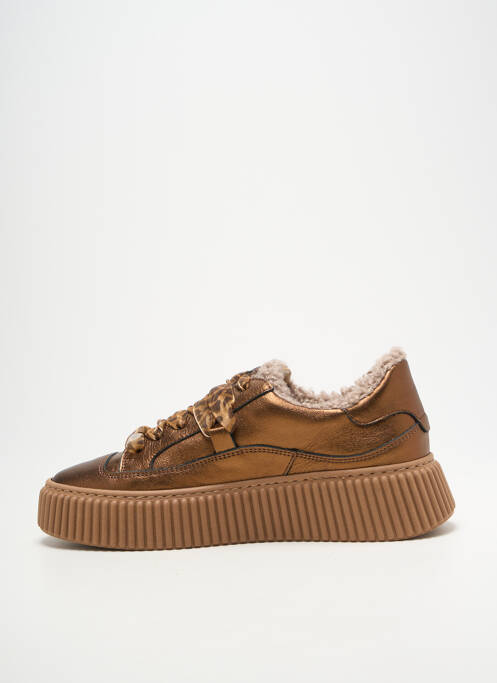 Baskets tissage satiné talon de 4 à 6cm marron MELINE femme